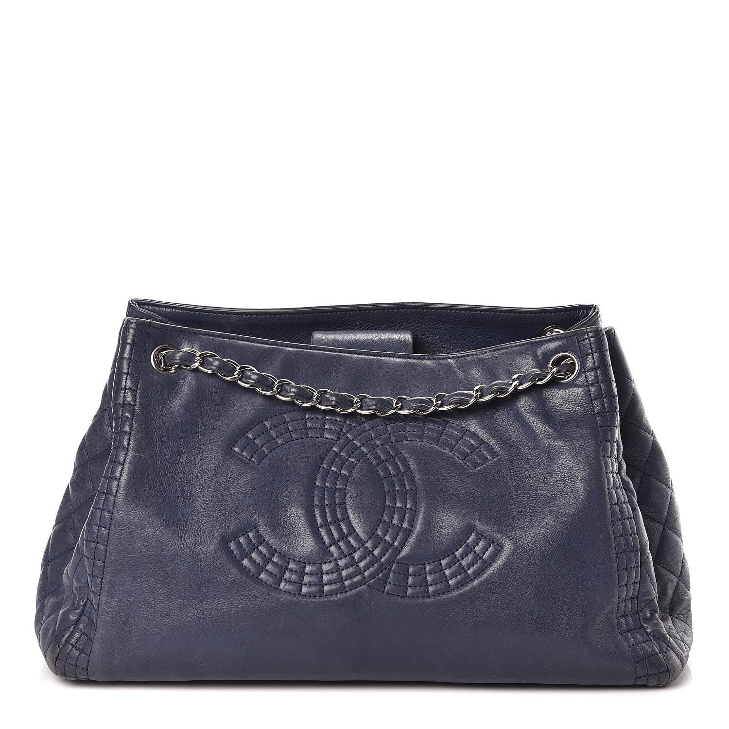 Chanel Calfskin Coco Bengal Open Accordion Tote Blue 1 of 14
