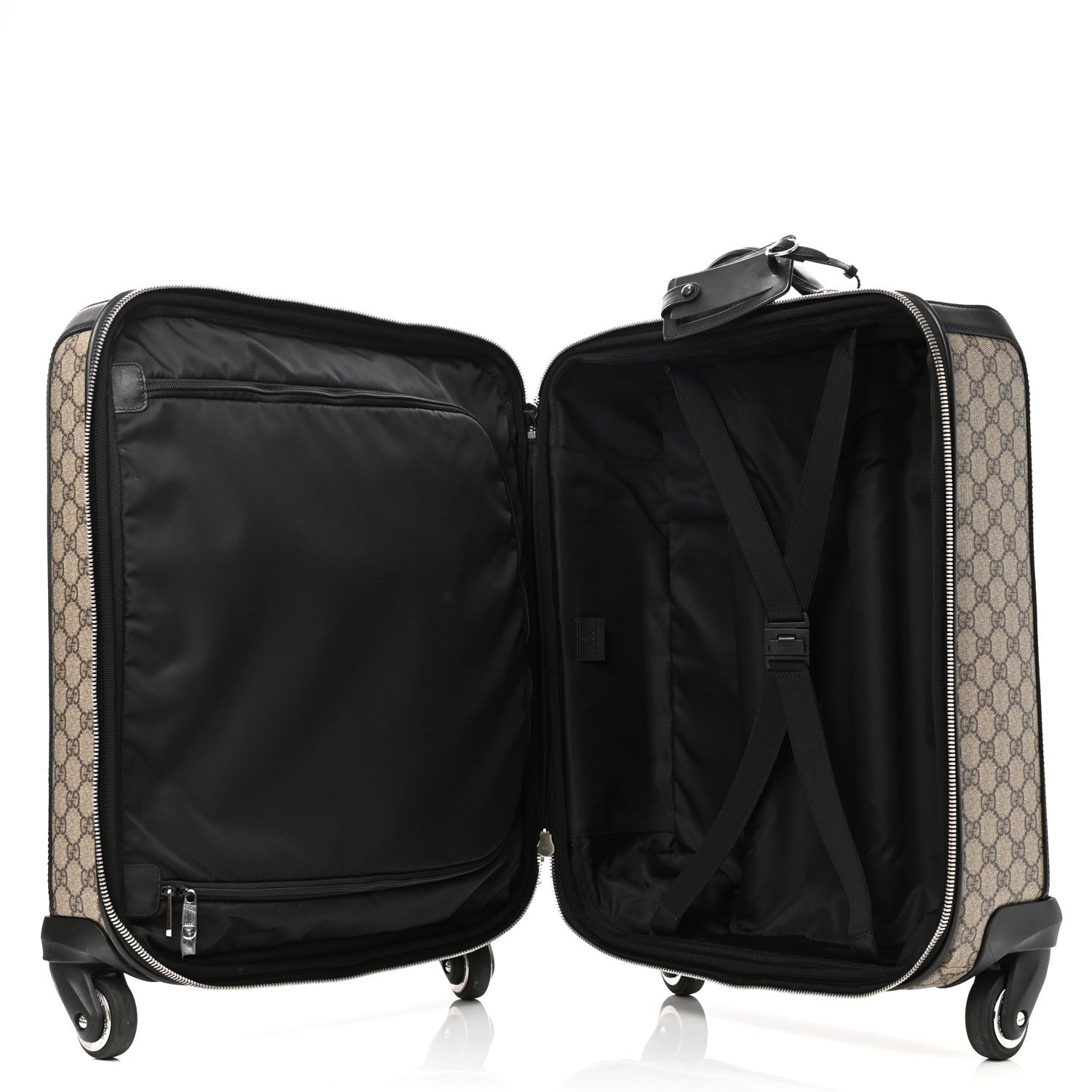 Gucci GG Supreme Monogram Calfskin Carry On Trolley Beige Ebony Black 4 of 11