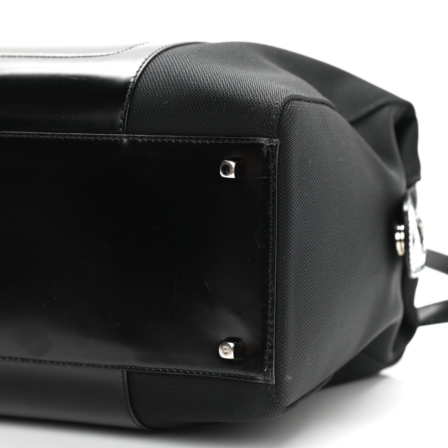 Calfskin Canvas Top Handle Bag Black