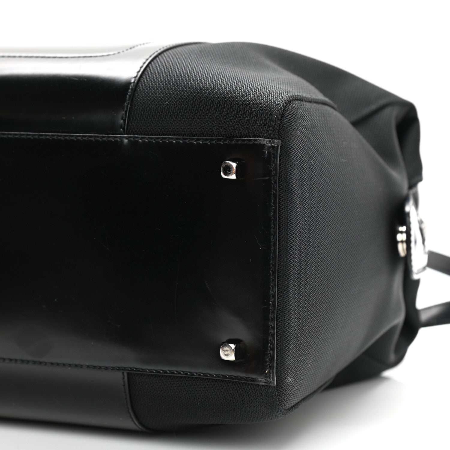 Salvatore Ferragamo Calfskin Canvas Top Handle Bag Black 9 of 10