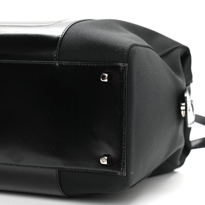 Salvatore Ferragamo Calfskin Canvas Top Handle Bag Black 9 of 10