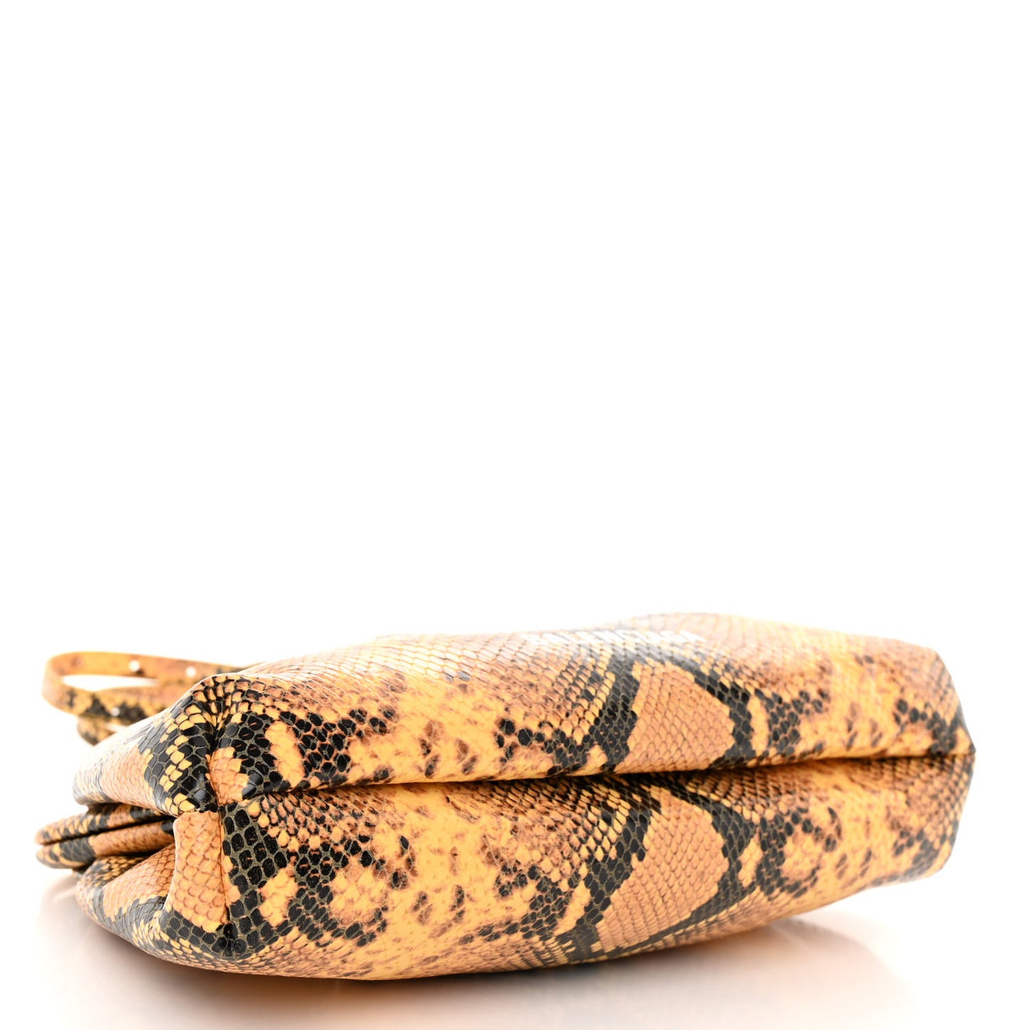 Calfskin Logo Python Effect Cloud Clutch XS Orange Black