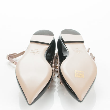 Valentino Garavani Patent Rockstud Cage Ballerina Flats 38 Black Poudre 5 of 6