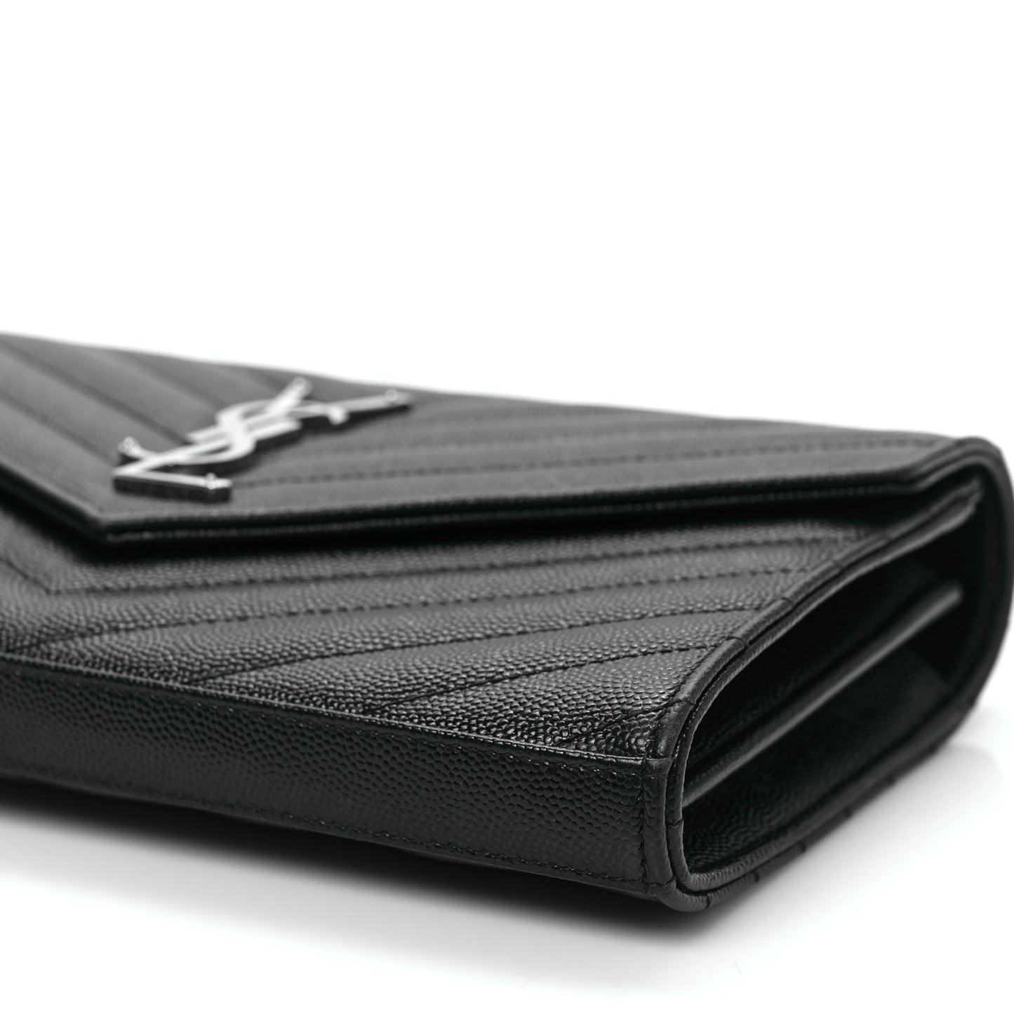 Grain De Poudre Matelasse Chevron Monogram Chain Wallet Black