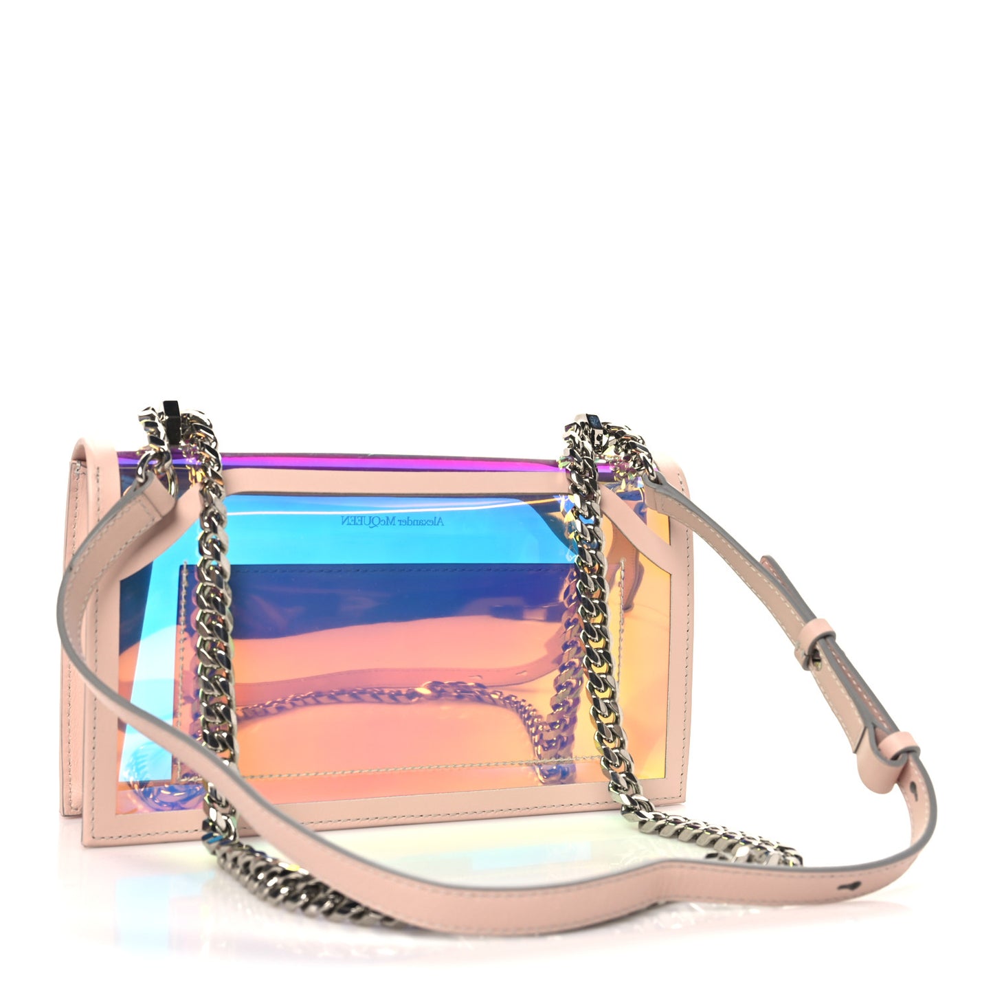 Iridescent PVC Calfskin Knuckle Satchel Pink
