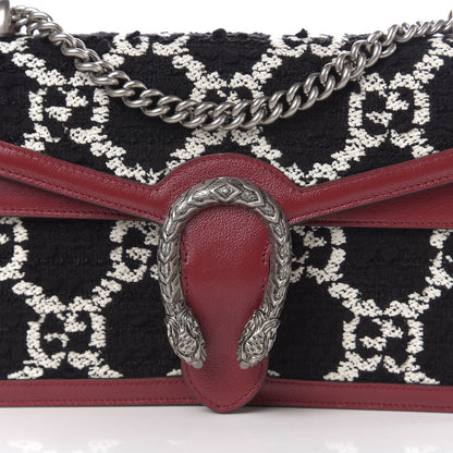 Gucci Tweed GG Monogram Small Dionysus Shoulder Bag Black White Romantic Cherry 10 of 10