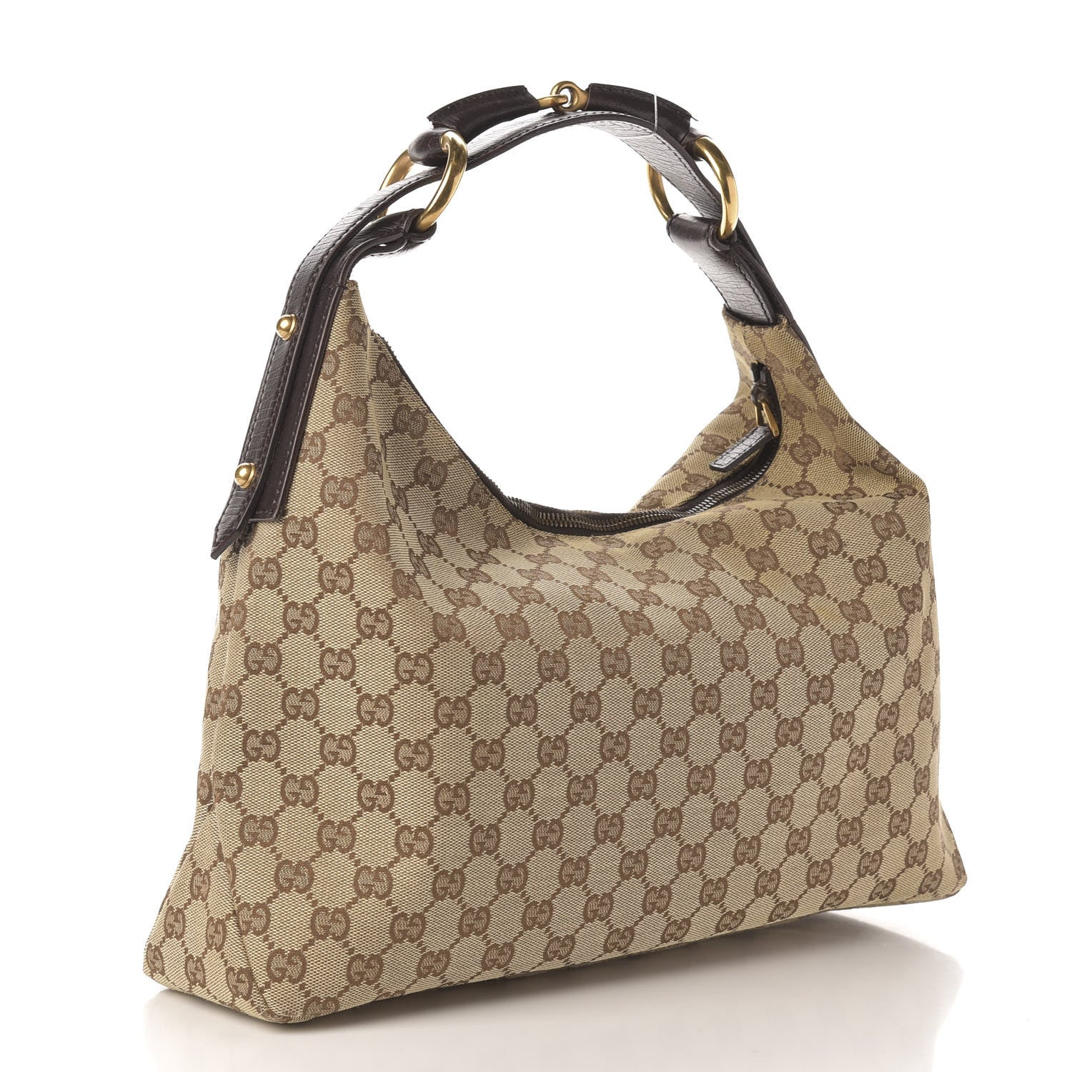 Gucci Monogram Medium Horsebit Chain Hobo Dark Brown 3 of 11
