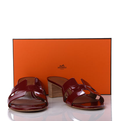 Hermes Patent Oasis Sandals 41 Cherry Tomato 9 of 9