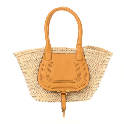 Chloe Raffia Small Grain Calfskin Medium Marcie Basket Yellow 1 of 8