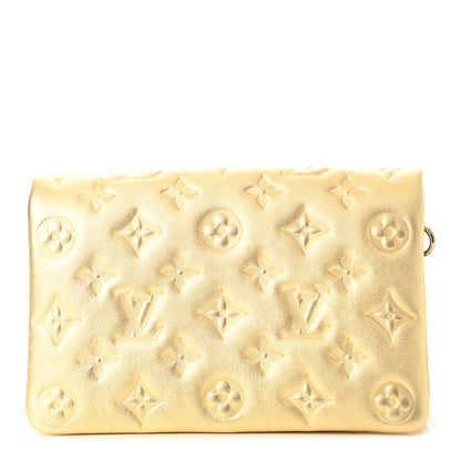 Louis Vuitton Metallic Lambskin Embossed Monogram Pochette Coussin Gold 1 of 5