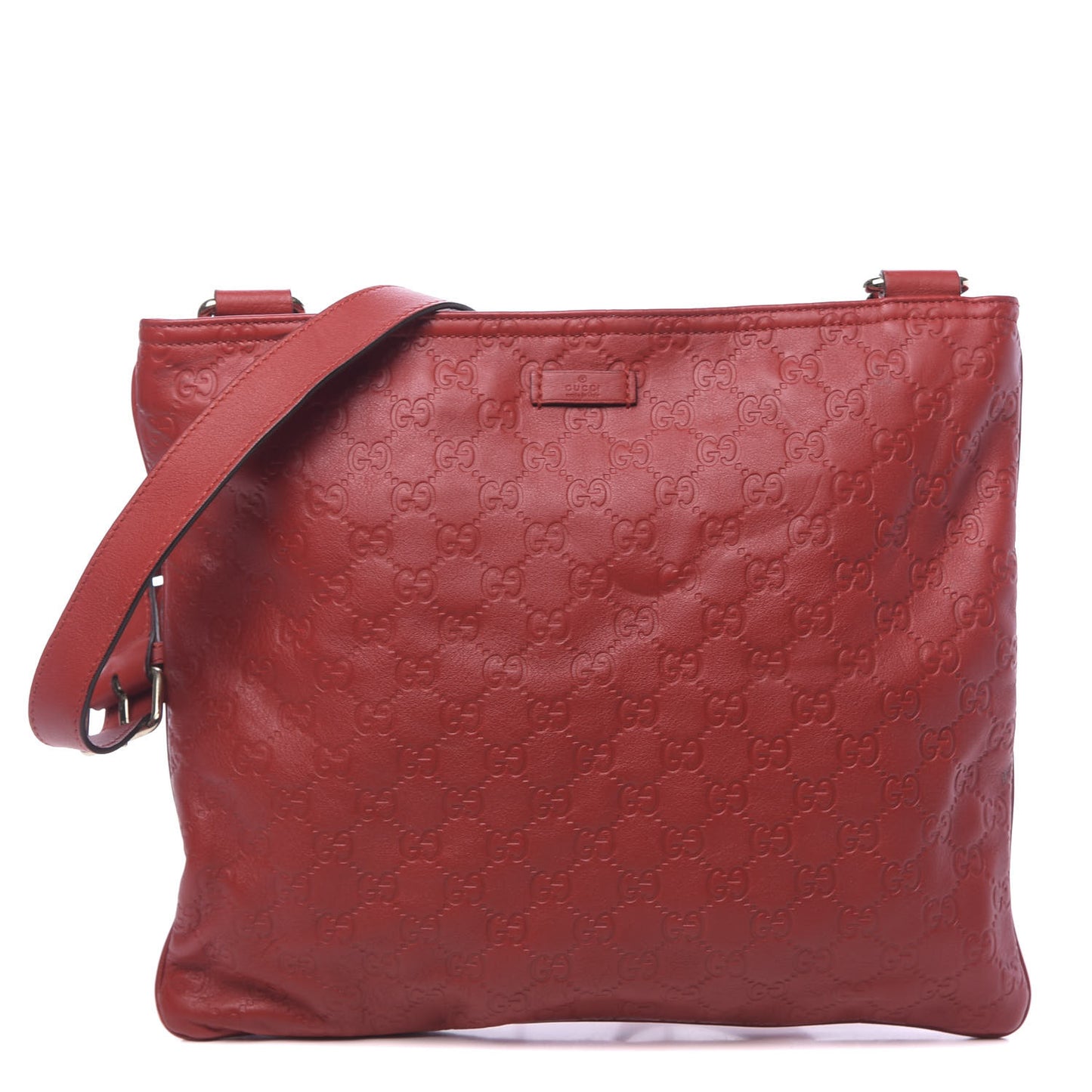 Guccissima Medium Flat Messenger Bag Red