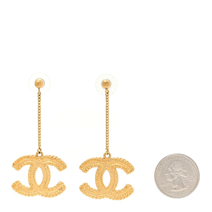 Chanel CC Drop Earrings Matte Gold 2 of 5