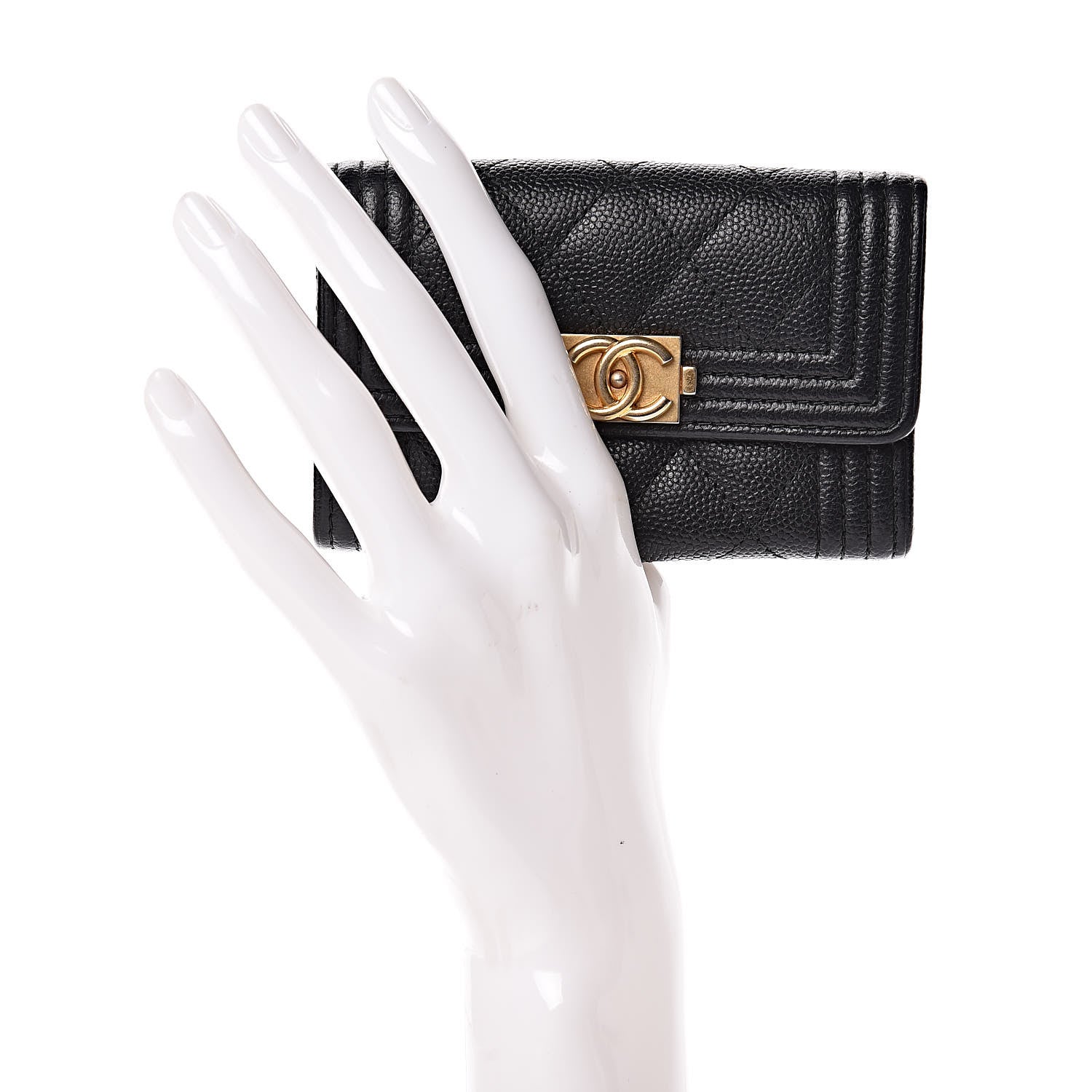 Chanel Caviar Quilted Boy Flap Card Holder Black 2 of 10