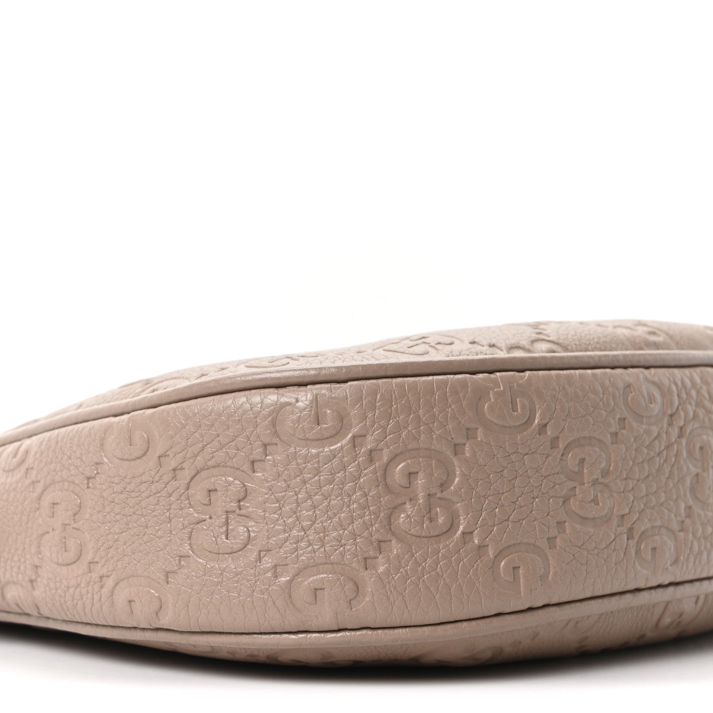 GG Grainy Calfskin Emblem Medium Half Moon Shoulder Bag Taupe