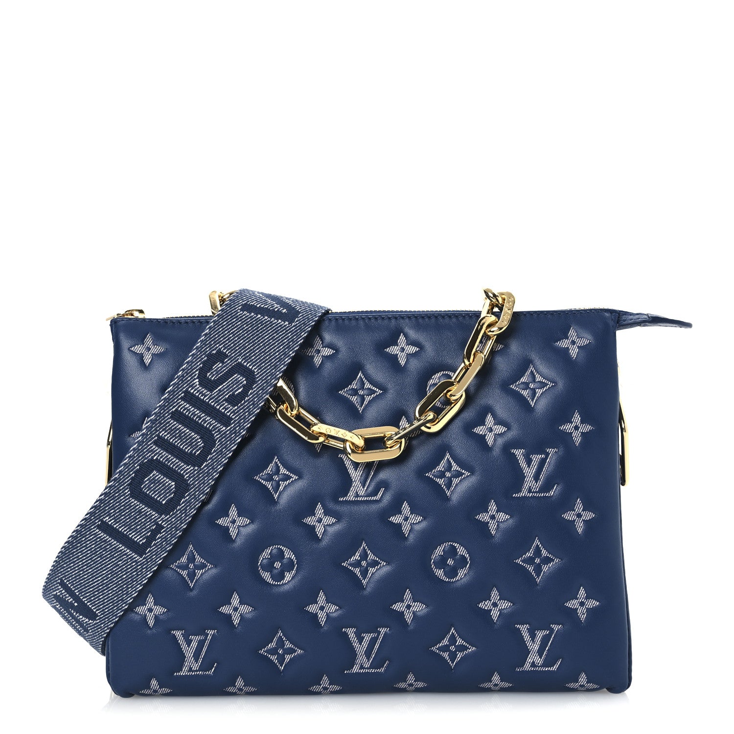 Louis Vuitton Lambskin Embossed Monogram Coussin PM Denim Blue 1 of 10