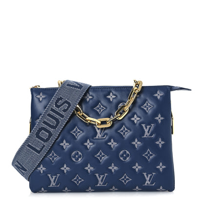 Louis Vuitton Lambskin Embossed Monogram Coussin PM Denim Blue 1 of 10