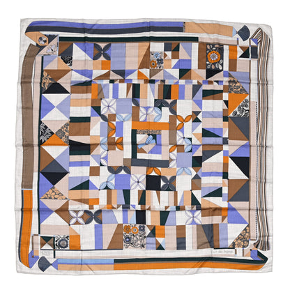 Hermes Cashmere Silk L'Art du Bojagi Shawl 140 Gris Chine Lavande 1 of 6