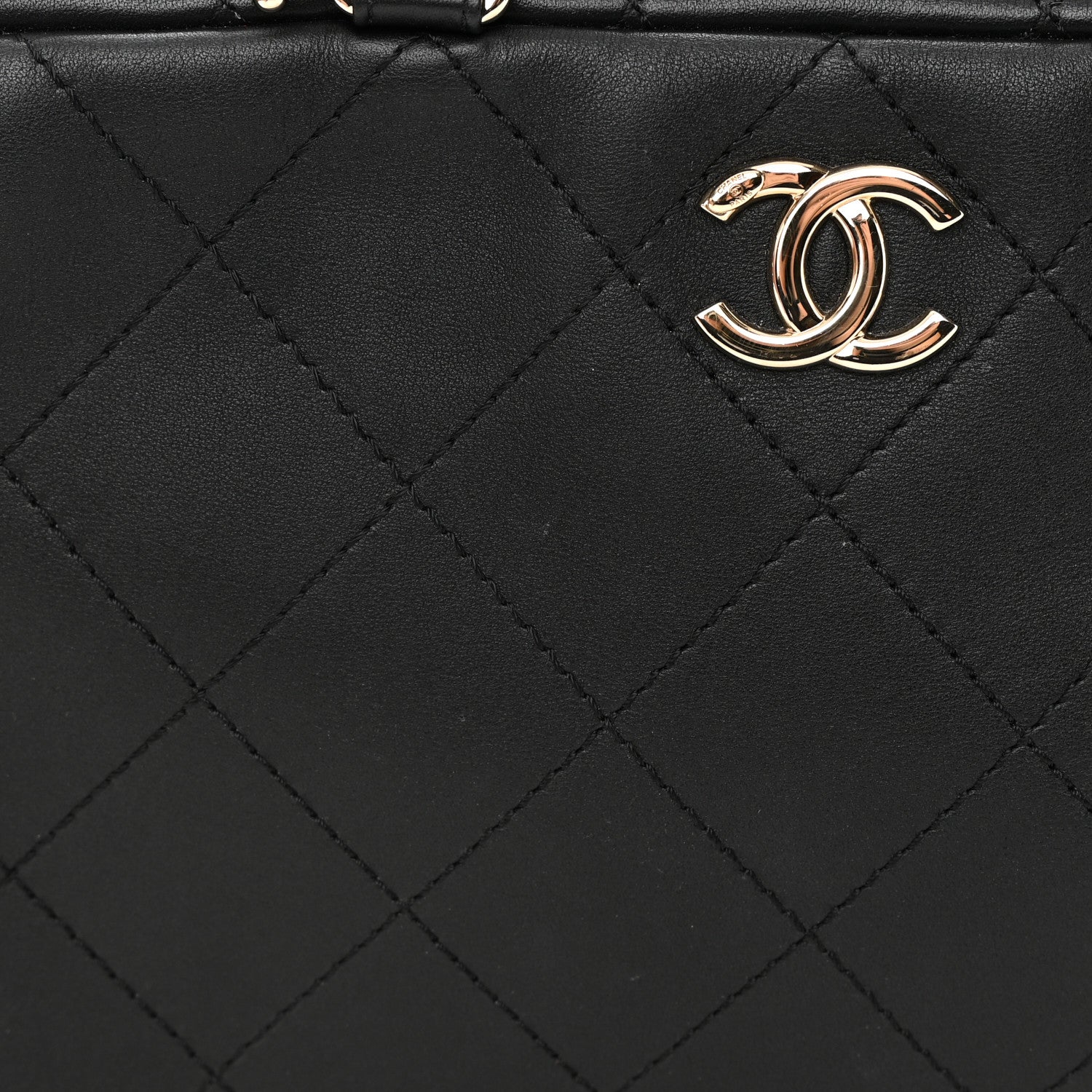 Chanel Calfskin Diamond Stitched Top Handle Bowling Bag Black 12 of 12
