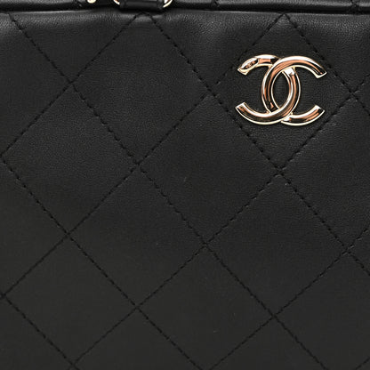 Chanel Calfskin Diamond Stitched Top Handle Bowling Bag Black 12 of 12
