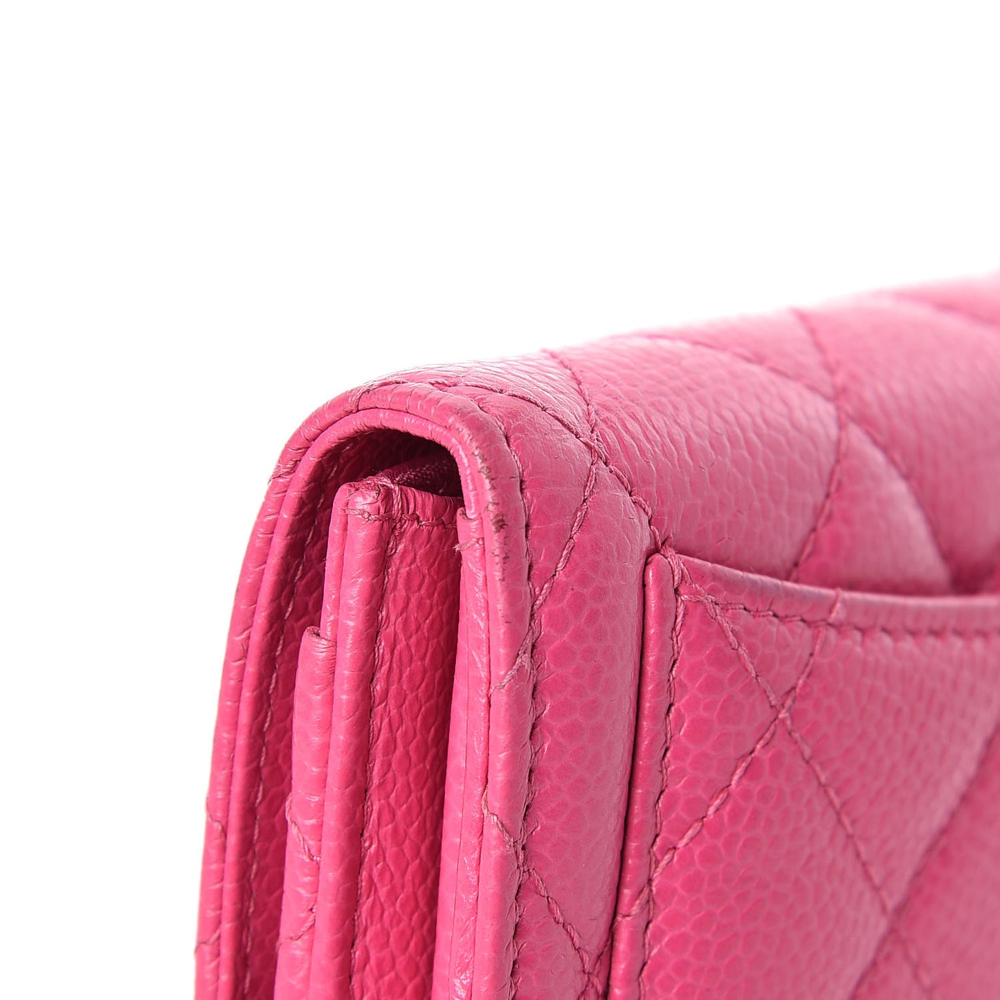 Caviar Quilted Small Flap Wallet Pink