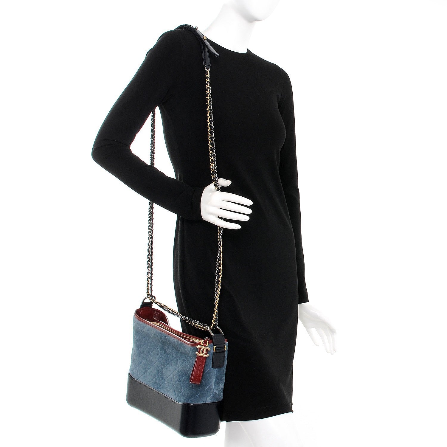 Chanel Suede Calfskin Quilted Medium Gabrielle Hobo Blue 2 of 9
