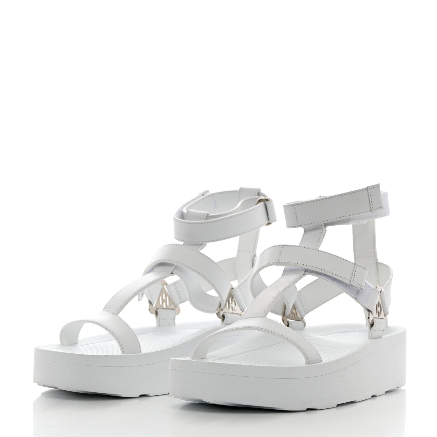 Hermes Calfskin Womens Enid Sandals 39 White 3 of 11