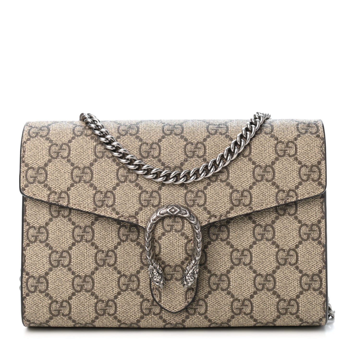 GG Supreme Monogram Mini Dionysus Chain Wallet Beige Taupe