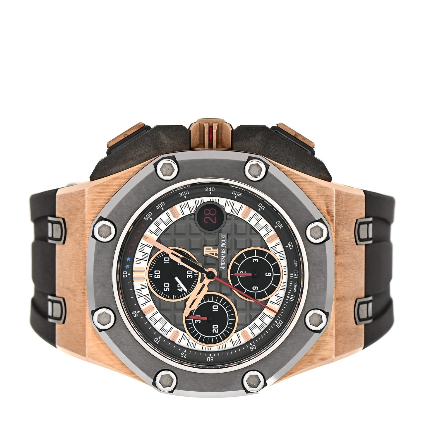 18K Rose Gold Rubber 44mm Michael Schumacher Limited Edition Royal Oak Offshore Chronograph Automatic Watch Grey 26568OM.OO.A004CA.01