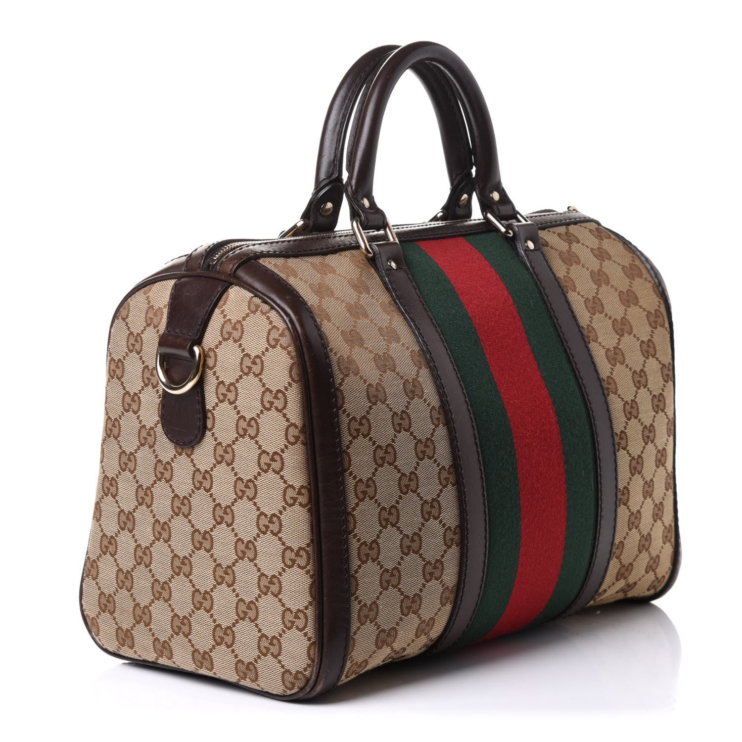 Gucci Monogram Vintage Web Medium Boston Dark Brown 3 of 11