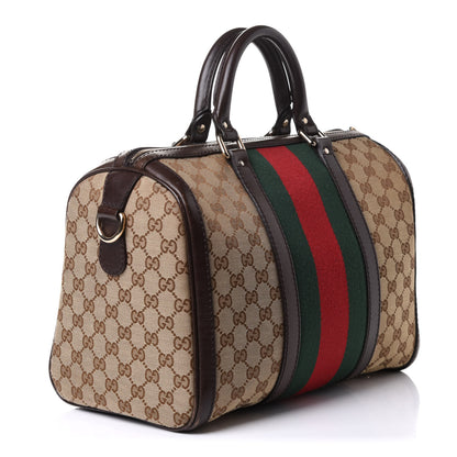 Gucci Monogram Vintage Web Medium Boston Dark Brown 3 of 11