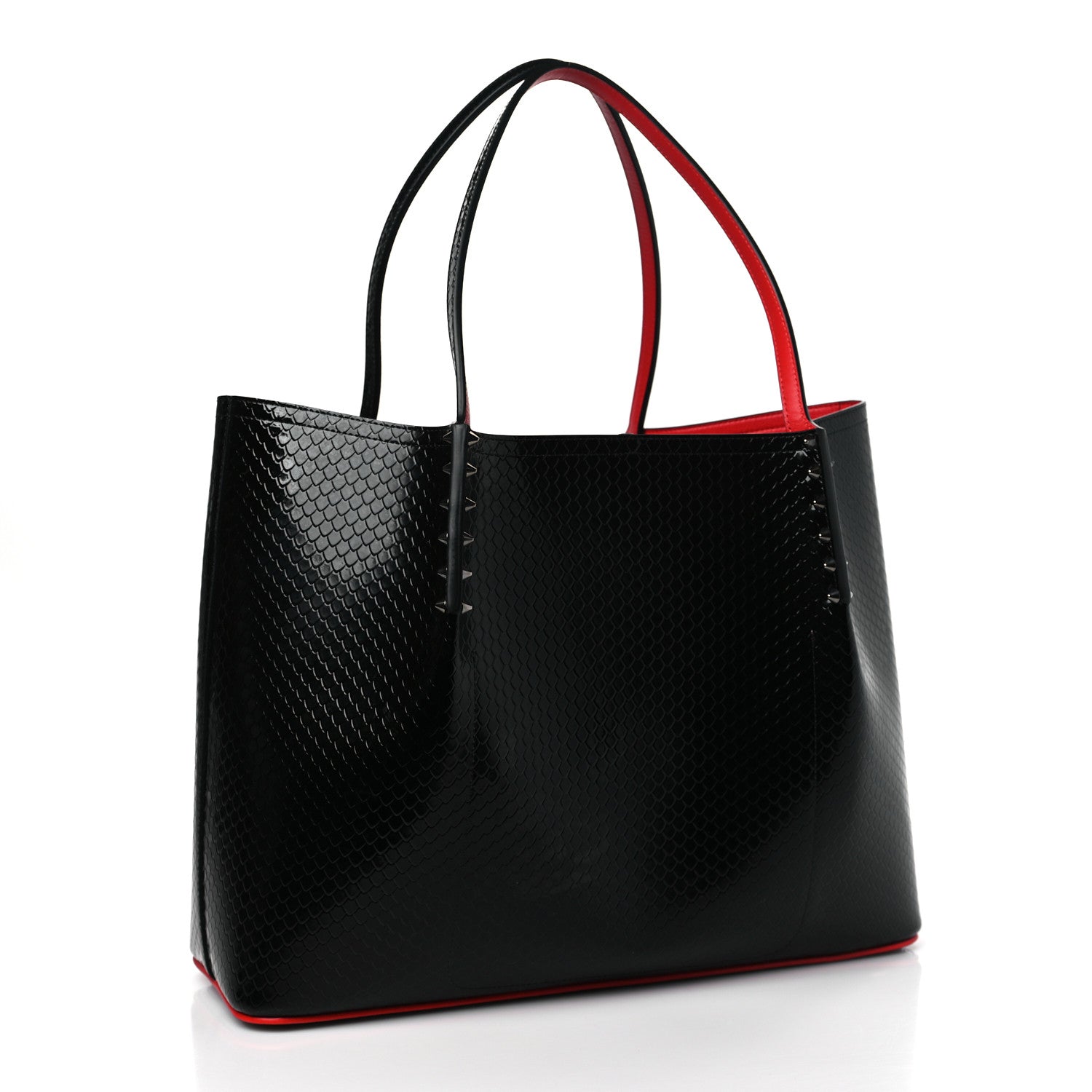 Christian Louboutin Calfskin Snake Embossed Spikes Large Cabarock Black 3 of 8