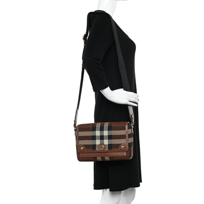Burberry Calfskin Exaggerated Check Note Crossbody Bag Dark Birch Brown 2 of 11