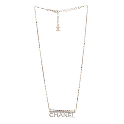 Chanel Metal Crystal Logo Necklace Gold 3 of 6