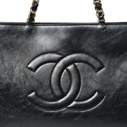 Chanel Shiny Aged Calfskin Shopping Bag Black 7 of 11