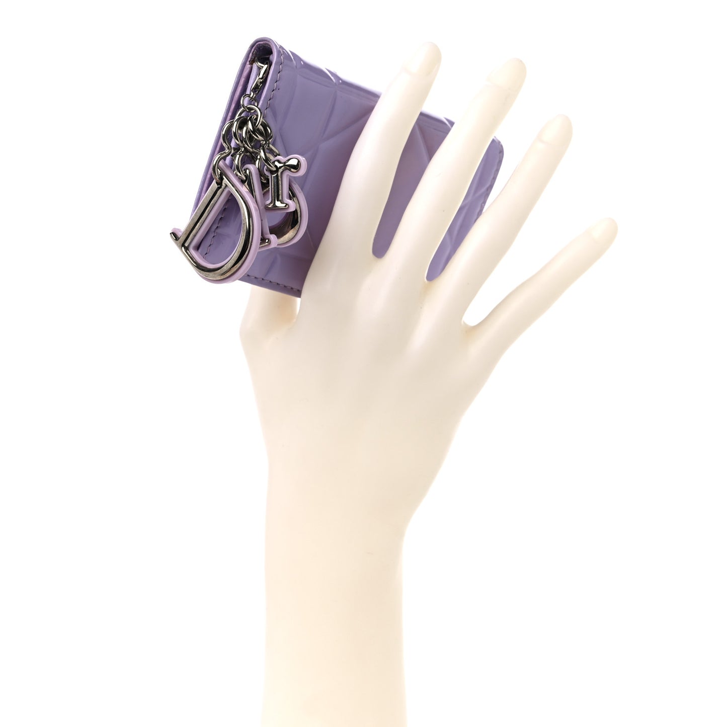 Patent Cannage Lady Dior Card Holder Lilac