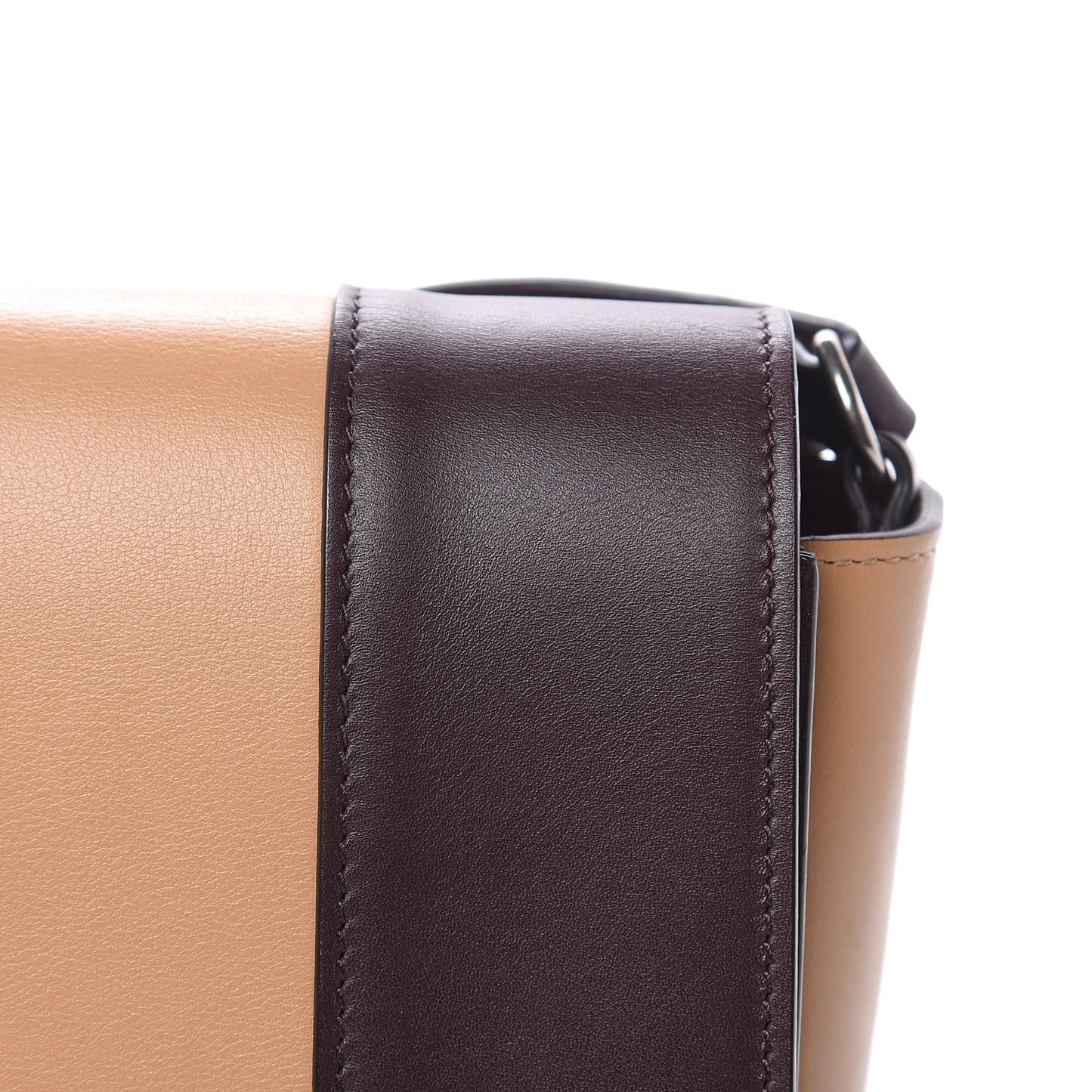 Shiny Smooth Calfskin Medium Frame Shoulder Bag Burgundy Tan