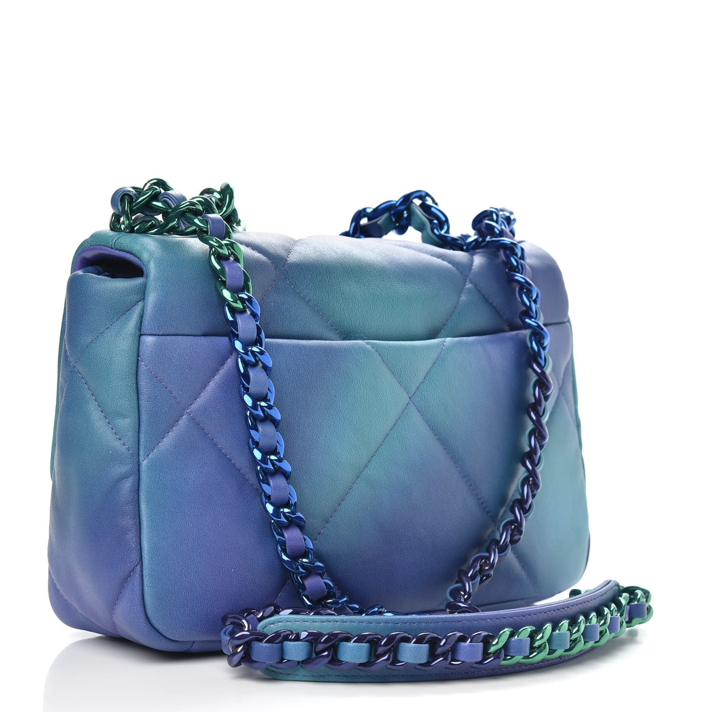 Tie Dye Calfskin Quilted Medium Chanel 19 Flap Blue Purple