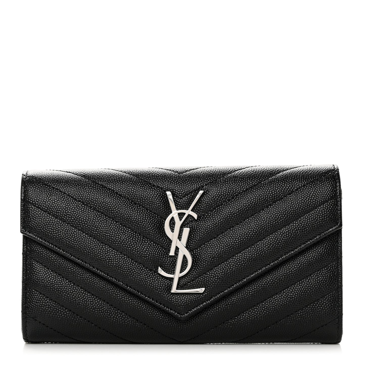 Grain De Poudre Matelasse Chevron Monogram Flap Wallet Black