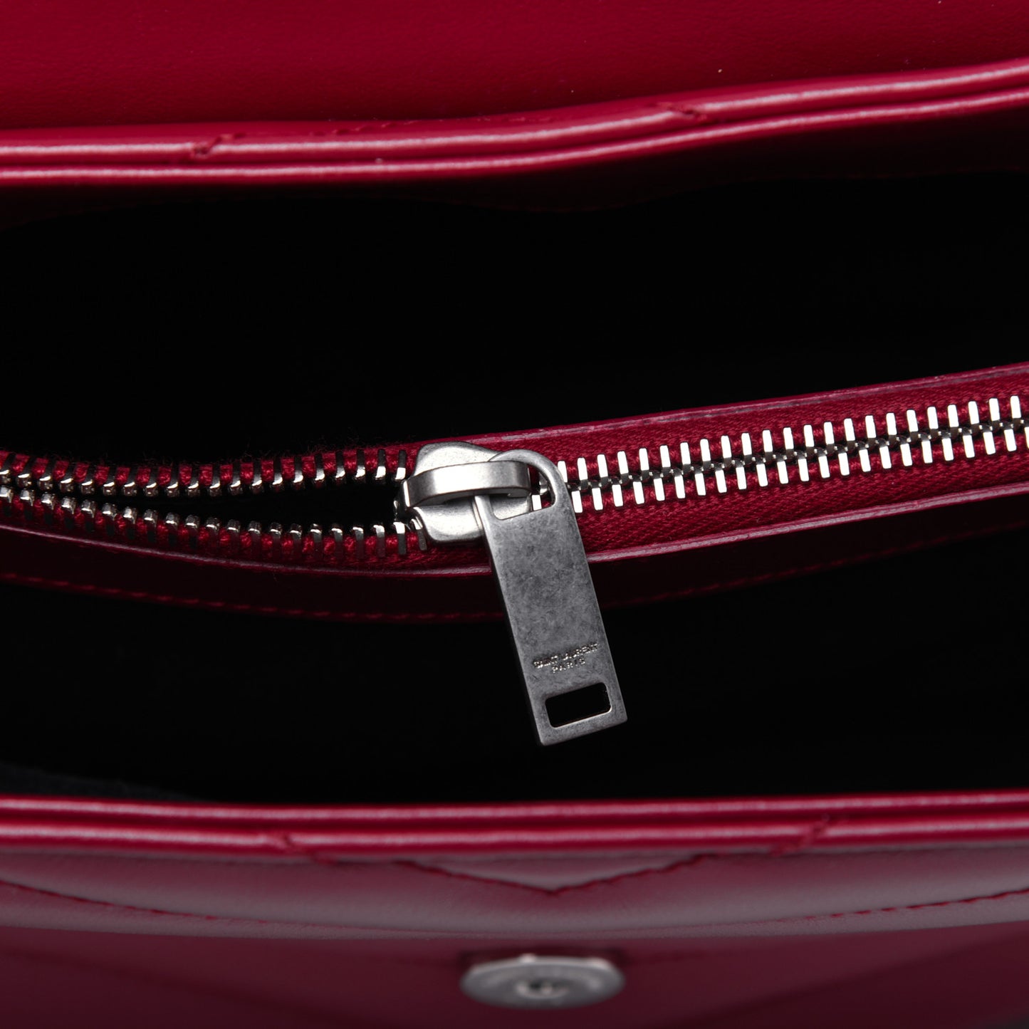 Calfskin Y Quilted Monogram Medium Loulou Chain Satchel Lipstick Red