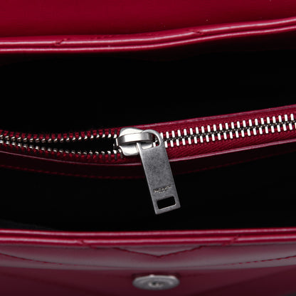 Saint Laurent Calfskin Y Quilted Monogram Medium Loulou Chain Satchel Lipstick Red 12 of 20