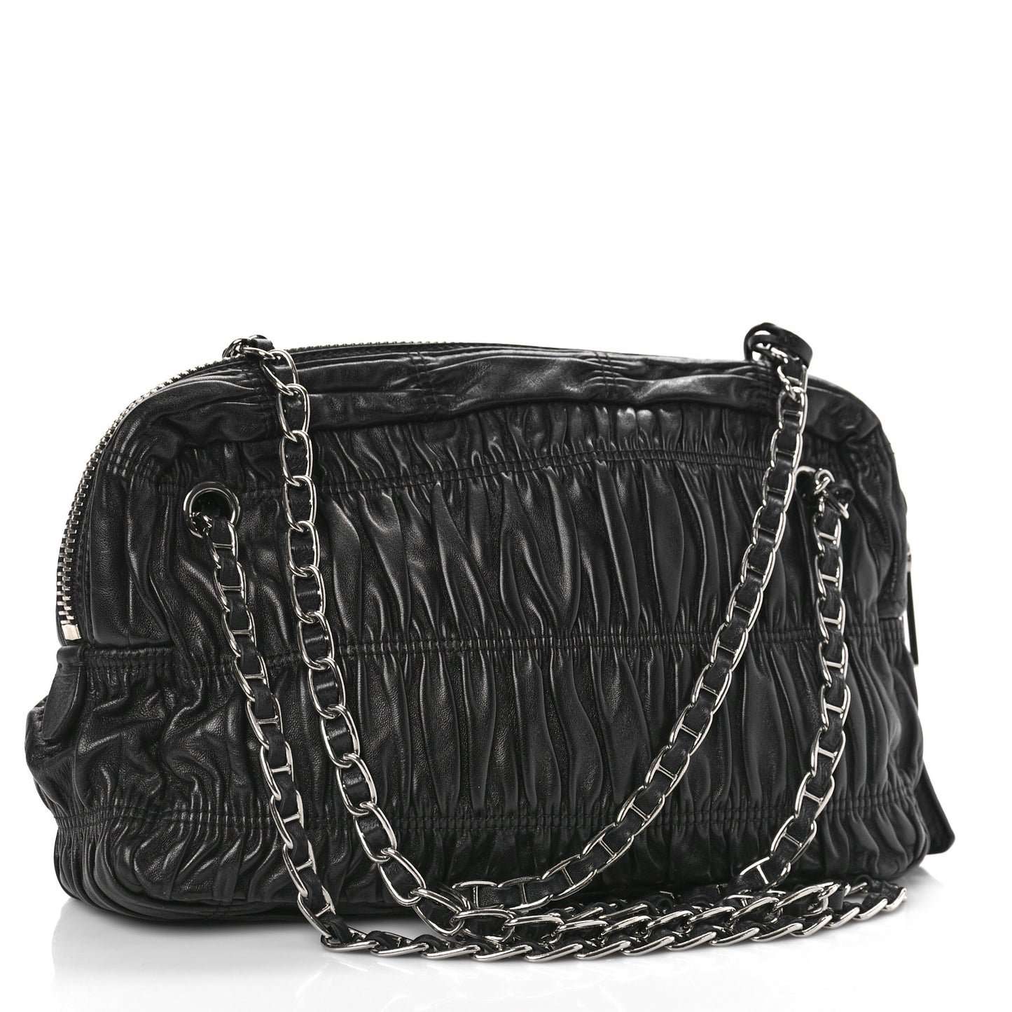 Nappa Gaufre Shopping Satchel Black