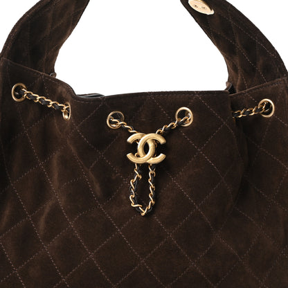 Chanel Suede Quilted Small Chanel 25 Handbag Dark Brown 8 of 11