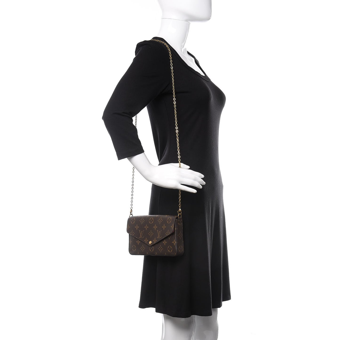 Monogram Pochette Felicie Chain Wallet Fuchsia