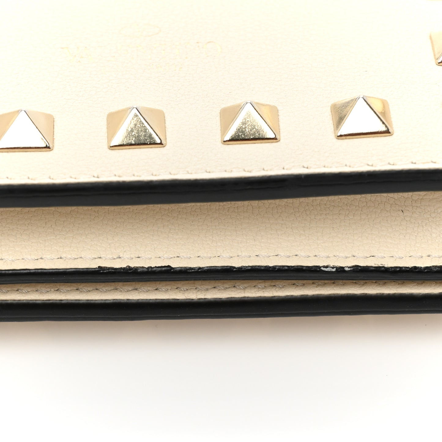 Calfskin Rockstud French Flap Wallet Light Ivory