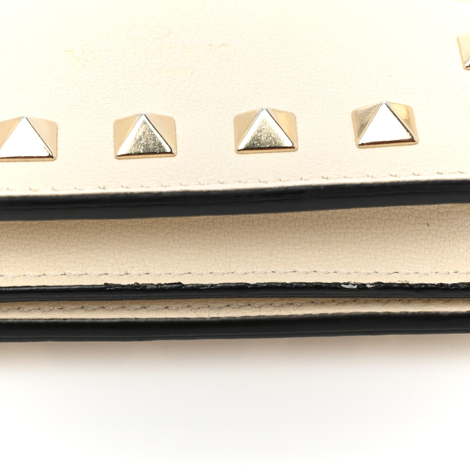 Valentino Garavani Calfskin Rockstud French Flap Wallet Light Ivory 10 of 11