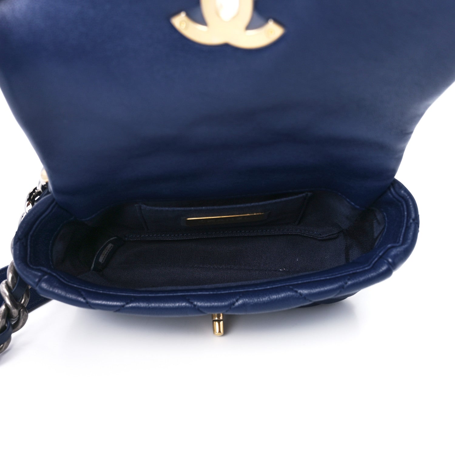 Chanel Goatskin Quilted Chanel 19 Waist Bag Dark Blue 5 of 11