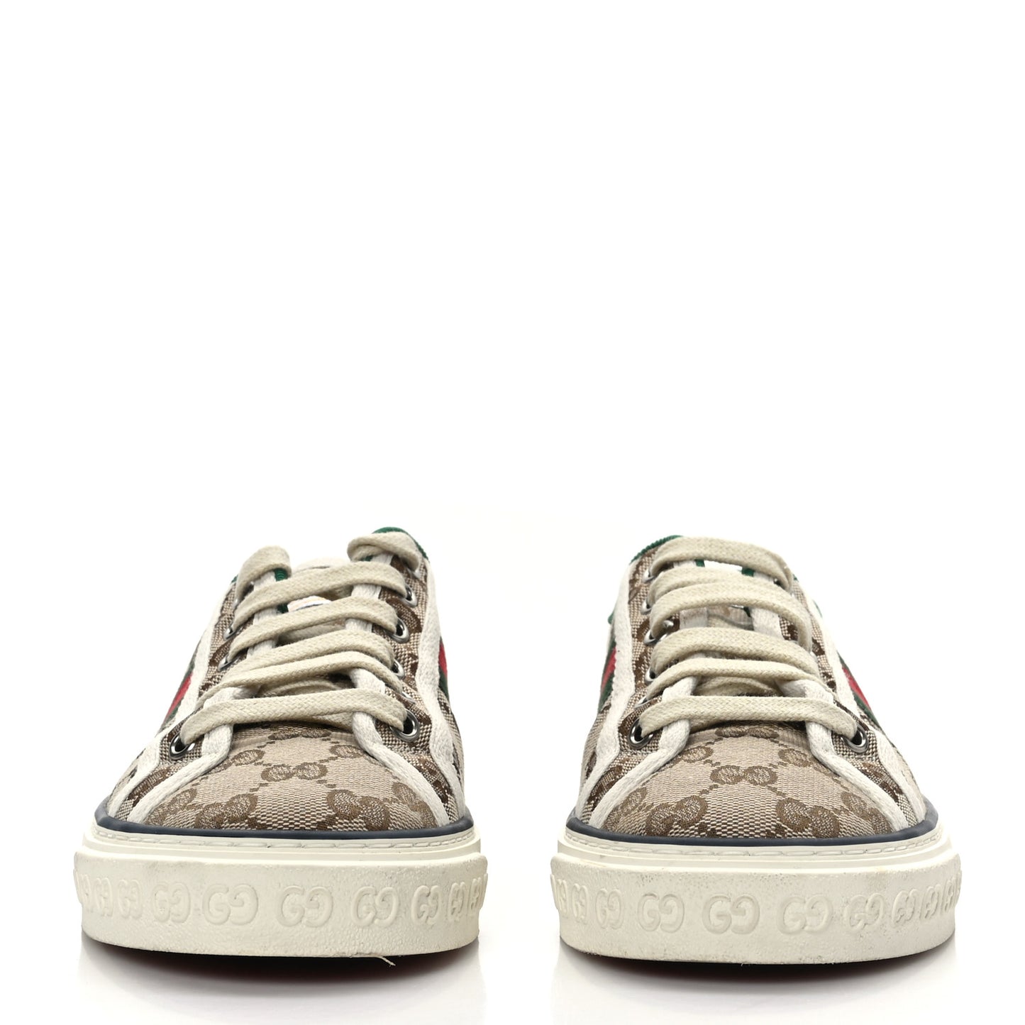 GG Monogram Web Womens 1977 Tennis Sneakers 37 Beige Ebony Mystic White