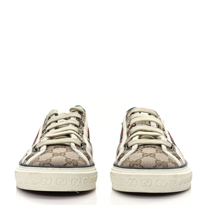 Gucci GG Monogram Web Womens 1977 Tennis Sneakers 37 Beige Ebony Mystic White 2 of 7