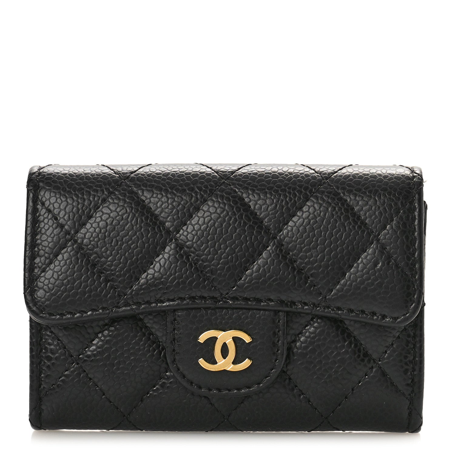 Chanel Caviar Quilted Flap Card Holder Wallet Black 1 of 11