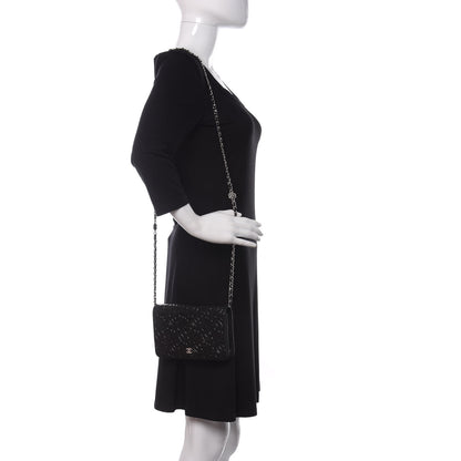 Chanel Caviar Camellia Embossed Wallet On Chain WOC Black 1 of 10